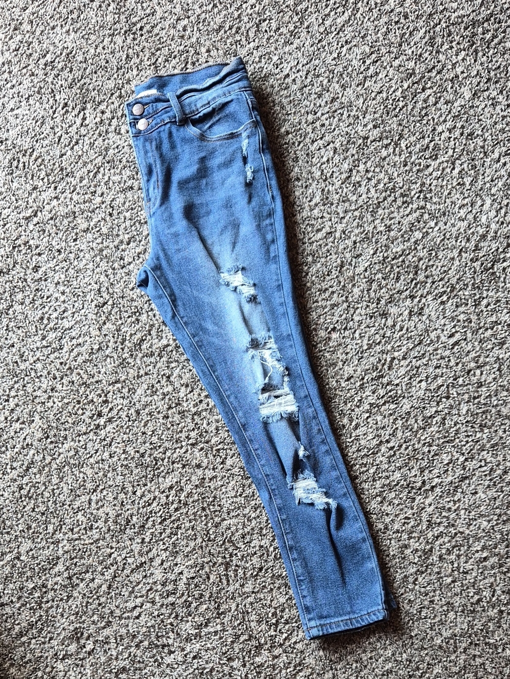 Luna Nora High-Rise Distressed Jeans - Blue Size 12 (Waist measures about 27")